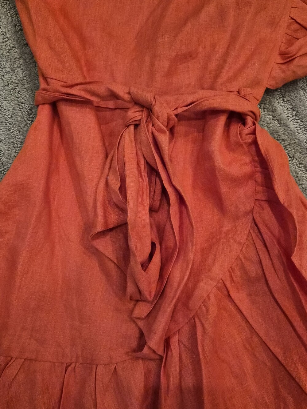 Banana Republic Coral Linen One-Shoulder Ruffle Mini Dress - Size 4 - Picture 5 of 9